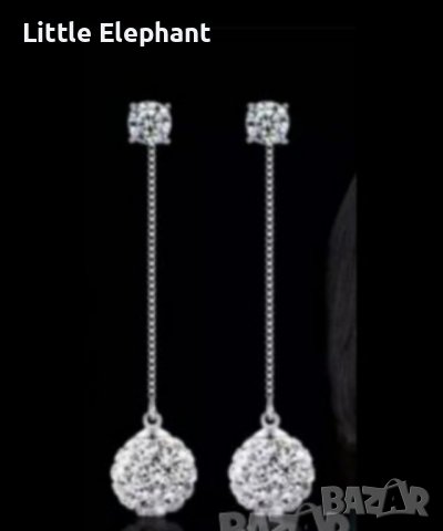 Sale Сребърни висящи обеци топчета и кристали,модел 2в1,white/нови, снимка 1 - Колиета, медальони, синджири - 37590906