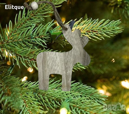Изчистено дървено еленче - Празнична декорация за елха