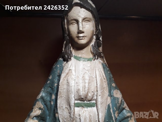 Стара статуетка, фигура, Дева Мария, вис. 58 см., снимка 2 - Антикварни и старинни предмети - 31987901
