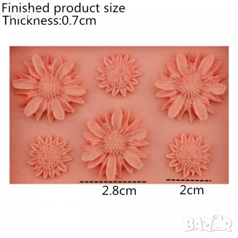 Малък и Голям Слънчоглед пита силиконов молд форма за украса торта с фондан шоколад, снимка 2 - Форми - 22432425