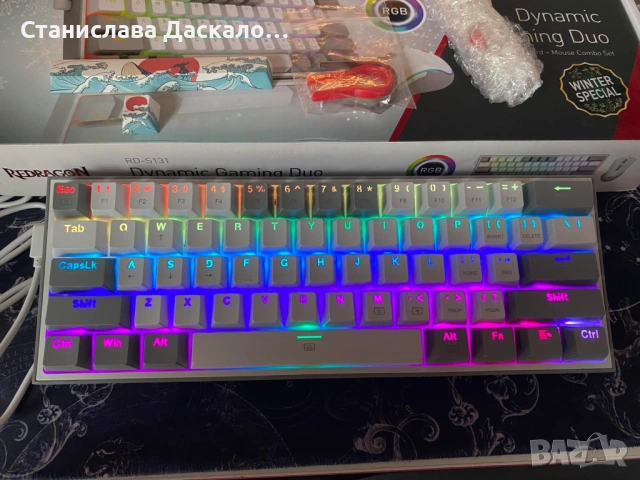 Гейминг комплект Redragon - Dynamic Duo RD-S131, бял/сив, снимка 5 - Клавиатури и мишки - 53316419