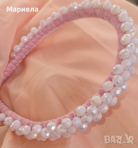 Кристална диадема в розово, снимка 3 - Аксесоари за коса - 44586771