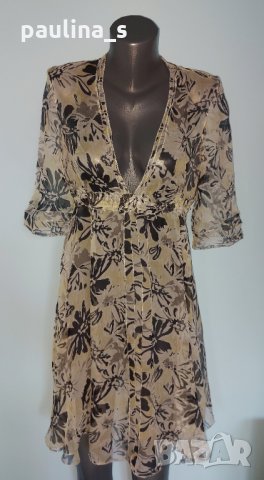 Японска коприна - рокля със сребристи декорации във флорален принт "EKseption"/ японска коприна, снимка 6 - Рокли - 29698288