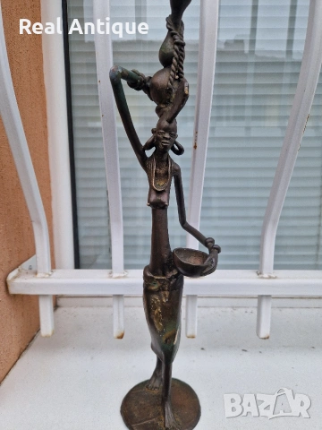 Страхотна антикварна африканска бронзова фигура статуетка пластика , снимка 3 - Статуетки - 54214186