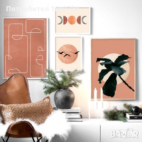 Картина – лице непрекъсната линия, абстракция – 60 х 90 см, снимка 7 - Картини - 35543898