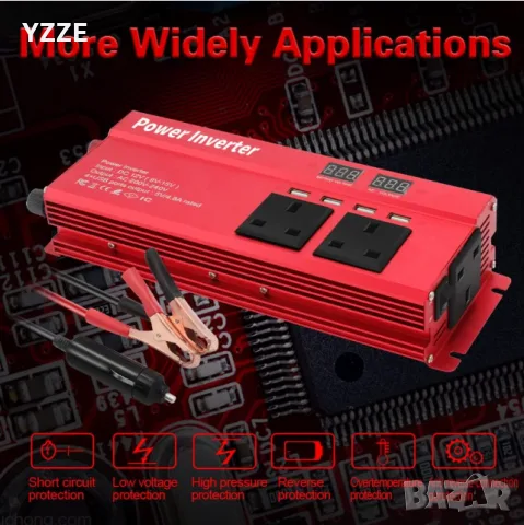Преобразувател 12V към 220V 1000W/2000W, снимка 3 - Аксесоари и консумативи - 56121823