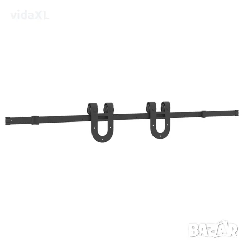 vidaXL Комплект механизъм за плъзгаща врата, 183 см, стомана, черен, снимка 4 - Железария - 56147423