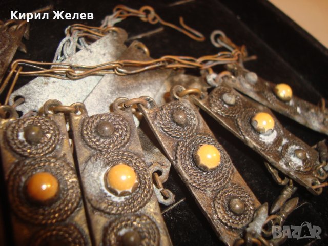 ВЪЗРОЖДЕНСКА БРОНЗОВА ОГЪРЛИЦАА с МЕДНО СИНДЖИРЧЕ и КАМЪНИ 142, снимка 9 - Колекции - 30652653