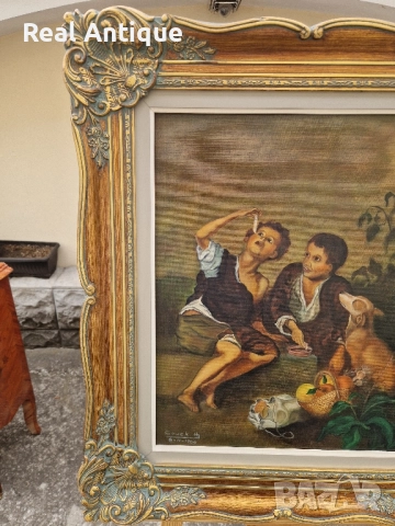 Превъзходна майсторска антикварна белгийска авторска картина масло върху платно , снимка 8 - Антикварни и старинни предмети - 51503640