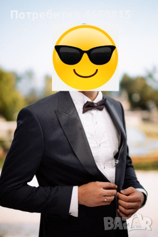 Стилен мъжки тъмносин официален костюм M-L/ 52 + РИЗА и АКСЕСОАРИ, снимка 2 - Костюми - 52947554