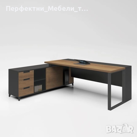 Директорско ъглово бюро за кабинет-див дъб и черно-доставка до 5 работни.Имате офис за 10 дни., снимка 2 - Работни маси и бюра - 52720467