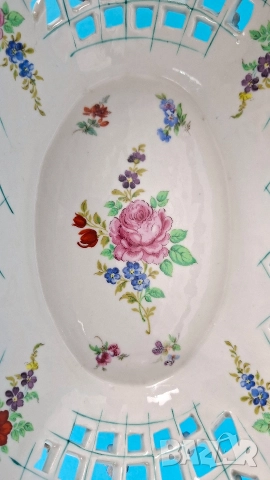 Ажурна фруктиера с релефни цветя - Sandizell, Dresden, 60-те г., снимка 6 - Други - 52991614