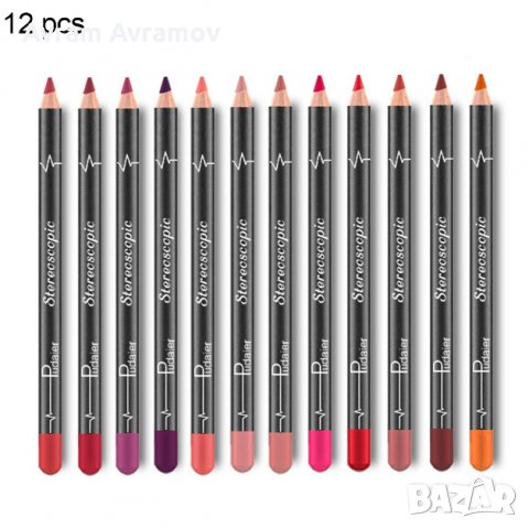 12 бр./комплект 12 Цвята водоустойчиви моливи за устни, за червило, матиращ кадифен ефект., снимка 3 - Комплекти и лотове - 29519467