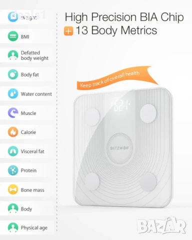 BlitzWolf BW-SC1 Интелигентен кантар, снимка 7 - Друга електроника - 51016865