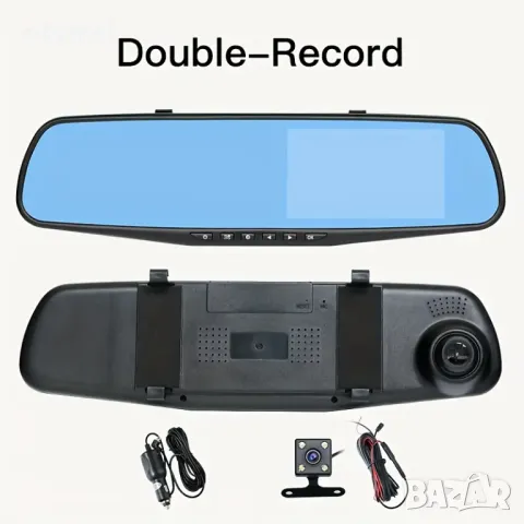 Видеорегистратор в огледало за автомобил, с предна и задна камера за паркиране, снимка 1