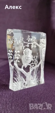 Изящно триизмерно преспапие– Бухал., снимка 8 - Статуетки - 47650534