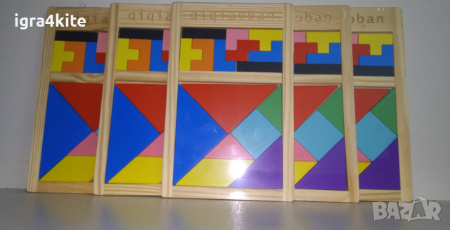  Ново! 2в1 дървен тетрис и танграм в рамка / Всички дървени игри, снимка 2 - Образователни игри - 36571261