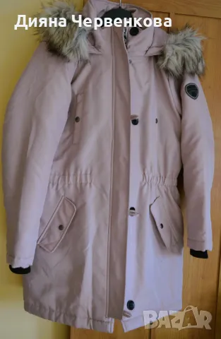 Дамско зимно яке/парка с качулка - изкуствен косъм, цвят - пепел от рози, марка Only; 2XL÷3XL