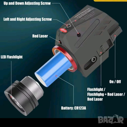 лазерен прицел *Red Dot*, с фенер, оптика , снимка 13 - Оборудване и аксесоари за оръжия - 23320779