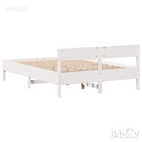 vidaXL Рамка за легло без матрак, бял, 120x190 см, борово дърво масив, снимка 8 - Спални и легла - 56146964