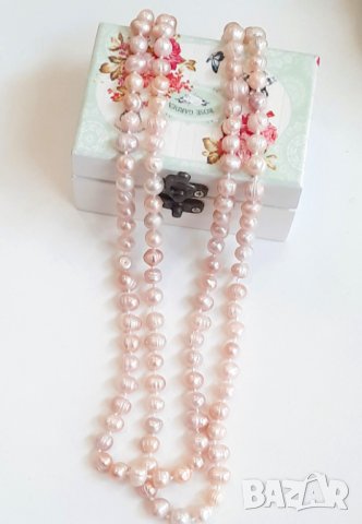 Дълго колие от естествени, разноцветни перли, снимка 3 - Колиета, медальони, синджири - 31341435