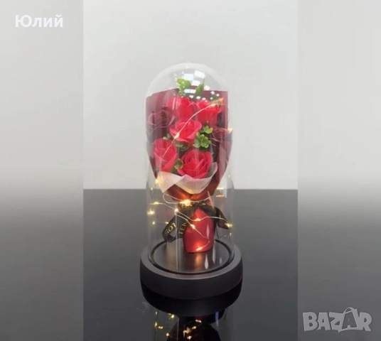 Вечен романтично осветен букет рози., снимка 6 - Изкуствени цветя - 52806487