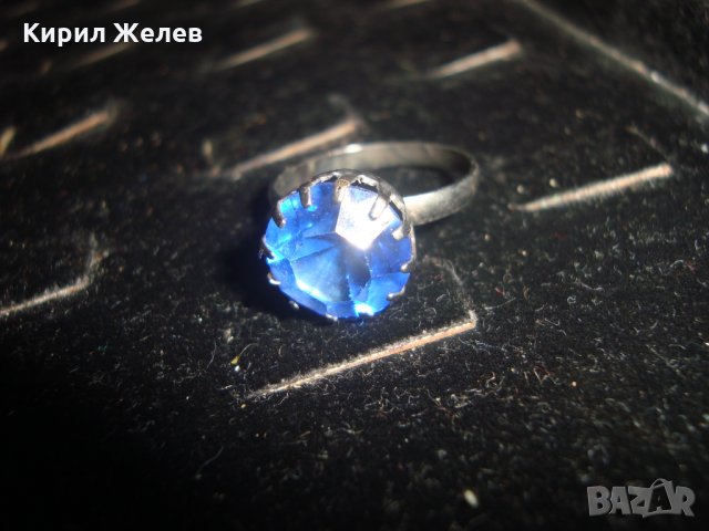 ПОСРЕБРЕН САПФИРЕН ПРЪСТЕН ВИНТИДЖ МОДЕЛ АРТ-ДЕКО СТИЛ 12615
