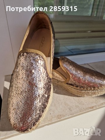 Дамски обувки ( еспадрили ) златист цвят с пайети, снимка 4 - Други - 37397091
