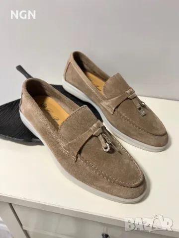 Дизайнерски дамски мокасини в тъмно бежов велур, снимка 6 - Дамски ежедневни обувки - 50014889