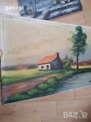 стара авторска мини картина ферма в гората М1, снимка 5 - Картини - 54013604