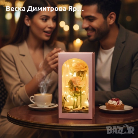 Декоративни рози в прозрачен купол и елегантна опаковка, снимка 3 - Декорация за дома - 53073932