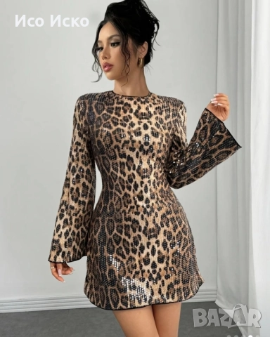 Дамска модерна рокля в леопардово, снимка 2 - Рокли - 51980013