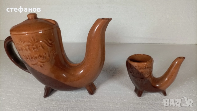 Глинен комплект за греяна ракия, тип ритон, ханска шатра, снимка 4 - Чаши - 52918665