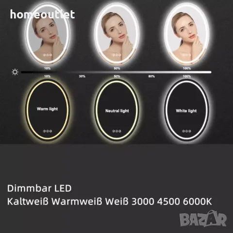 ПРОМОЦИЯ LED огледало с овална форма LUVODI XMR-T18-821-EU-V1, снимка 7 - Огледала - 49677340