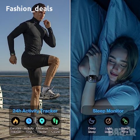 Нов Смарт часовник 1,85 инча Жени Мъже Водоустойчив Android iOS, снимка 7 - Смарт гривни - 42108599