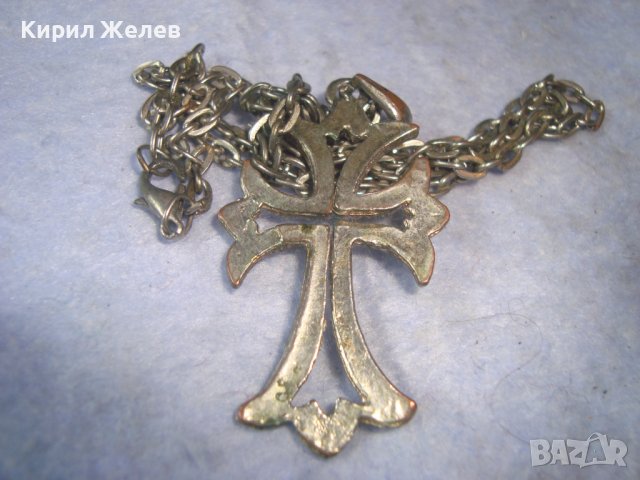 СТАРО ПОСРЕБРЕНО КРИСТАЛНО ШЕФЪН АРТ КРЪСТЧЕ - КОЛИЕ 27493, снимка 8 - Колиета, медальони, синджири - 36928694