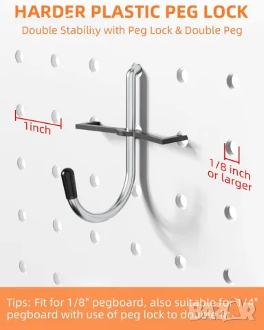 Комплект органайзери за Pegboard куки за дъски с колчета с контейнери за организиране на инструменти, снимка 4 - Други инструменти - 47855384