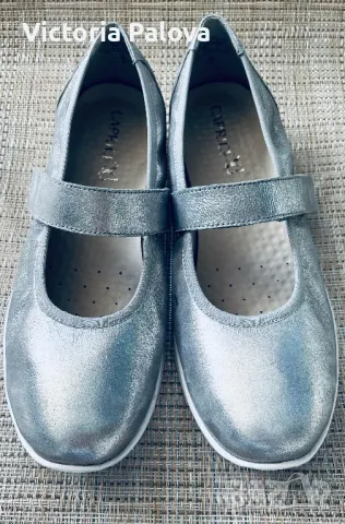 Разкошни кожени сребристи обувки  CAPRICE Германия, снимка 4 - Дамски ежедневни обувки - 50030364