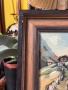 Маслена картина върху фазер  Изобразяваща живописен планински пейзаж с  къщи, снимка 3