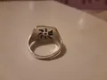Стар кован сребърен мъжки пръстен с оникс , снимка 3