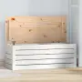 vidaXL Кутия за съхранение, бяла, 89x36,5x33 см, борово дърво масив, снимка 2