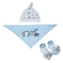 Комплект за новородено Шапка, лигавник и чорапи 3D слонче Небесно синьо бяло S_1225945, снимка 2