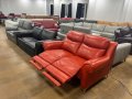 Керемидено червен кожен диван двойка с електрически релакс механизъм, снимка 6