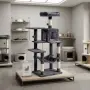 Многоетажна драскалка за котки 143 см с 6 нива, къщичка, хамак и легло, тъмносива, снимка 5