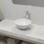 vidaXL Мивка за баня със смесител, керамична, кръгла, бяла, снимка 2