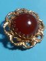 Красива кехлибарена брошка,позлата, снимка 3