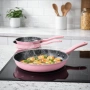 Комплект тигани Cheffinger розово с мраморно покритие – 3 части за всяка кухня - розов цвят, снимка 4