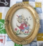  Стара рамка за картина / гоблен ЕЛИПСА, квадрат, птица, котка, коте, снимка 1
