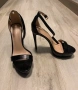 Черни дамски сандали на висок ток змийска кожа, снимка 6
