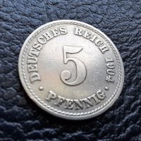 Стара монета 5 пфенига 1904 г.буква  А - Германия  - рядка,топ цена !, снимка 5 - Нумизматика и бонистика - 39740610